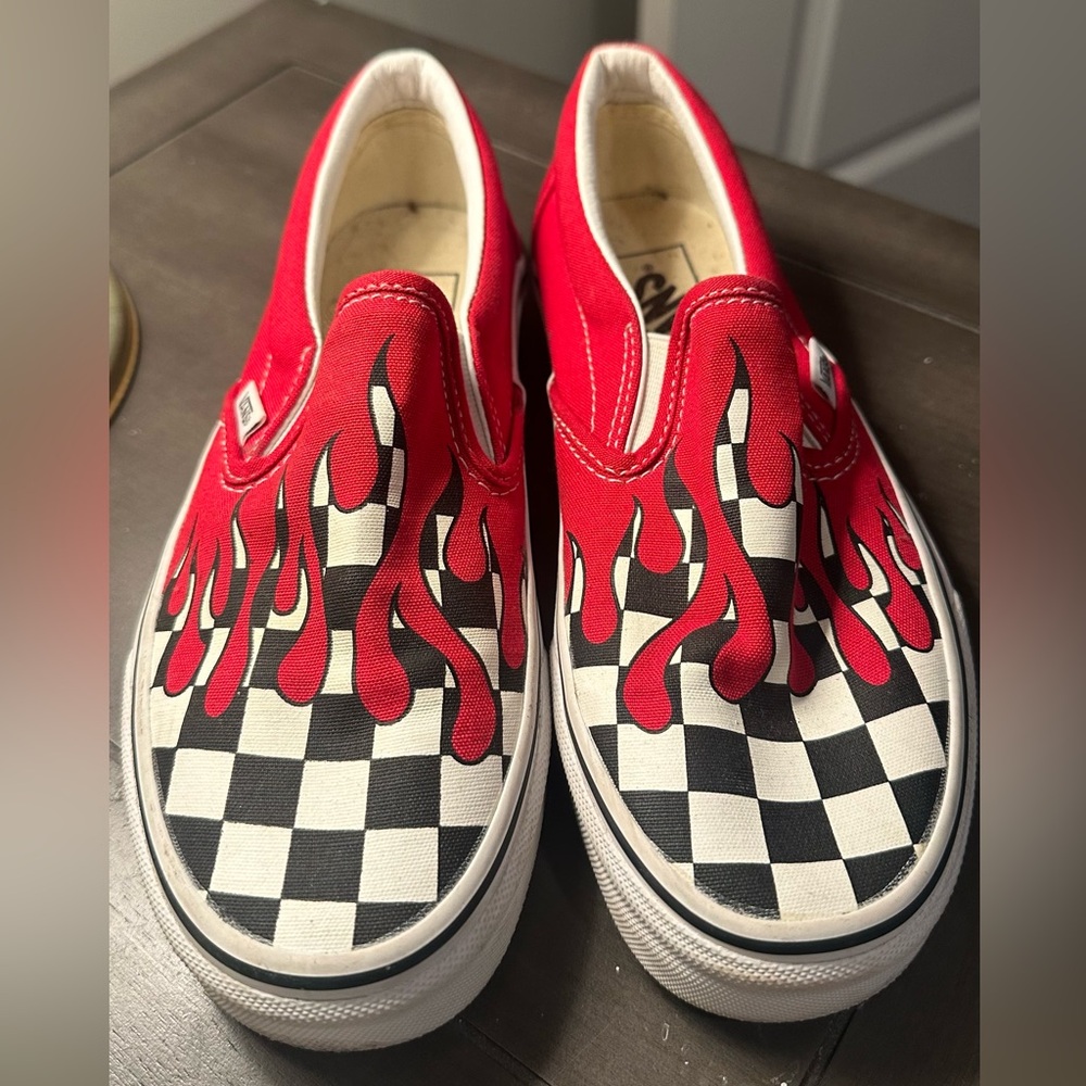 Vans Red Flame Checkered Sneakers